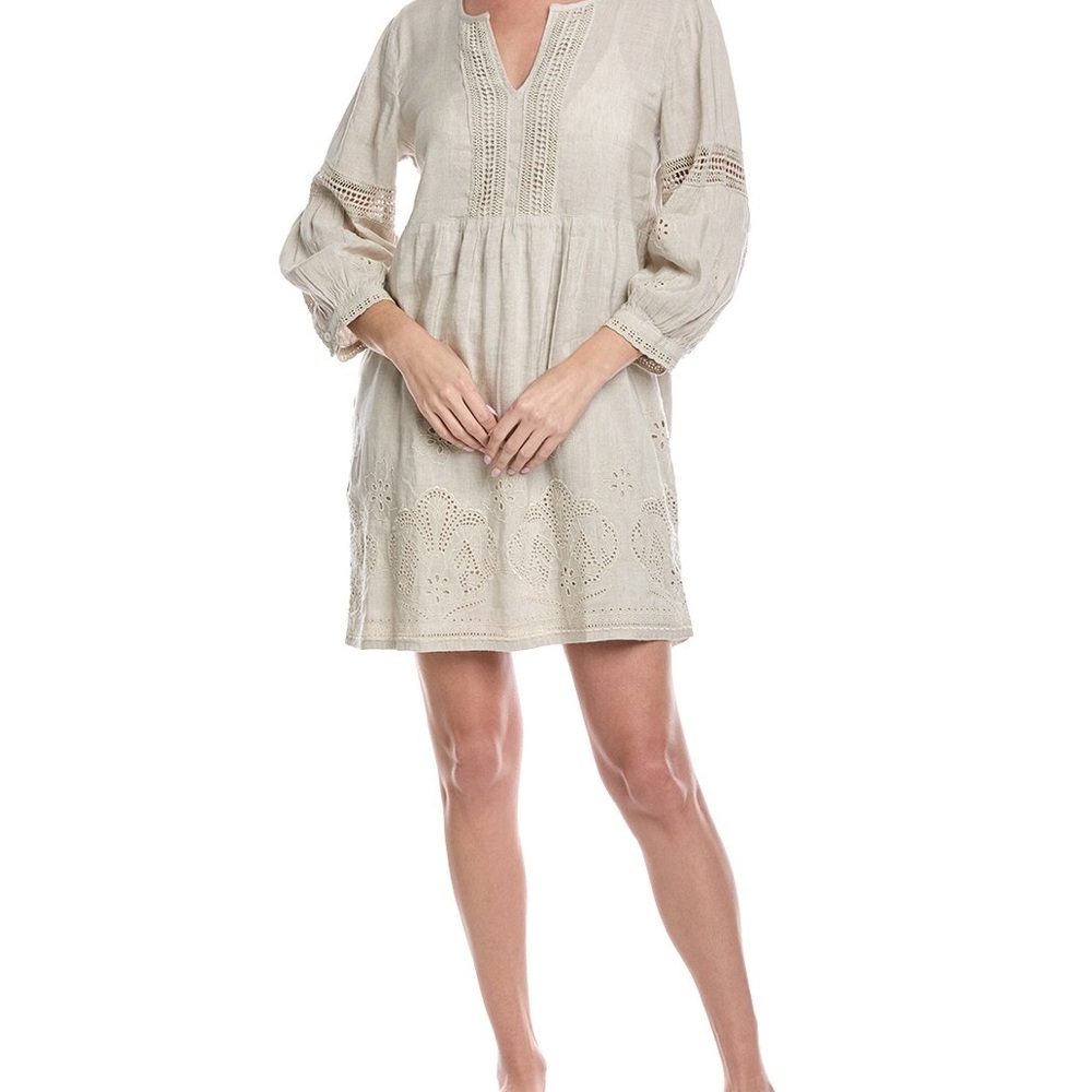 Tommy Bahama St. Lucia Split Neck Linen-Blend Mini Dress